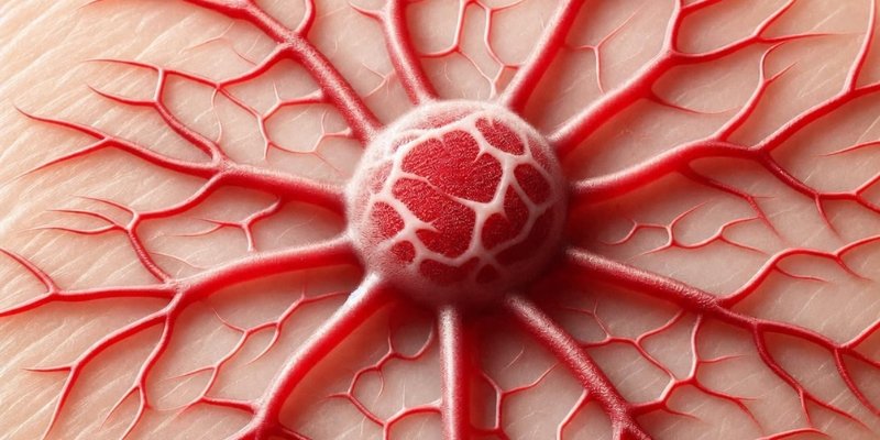 Spider angioma with a central red spot and radiating blood vessels